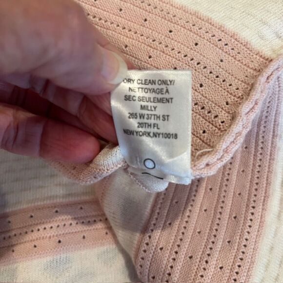 Milly Pink White Cutout Mermaid Dress Stretch Knit Sleeveless Zip Back Medium - Picture 10 of 14